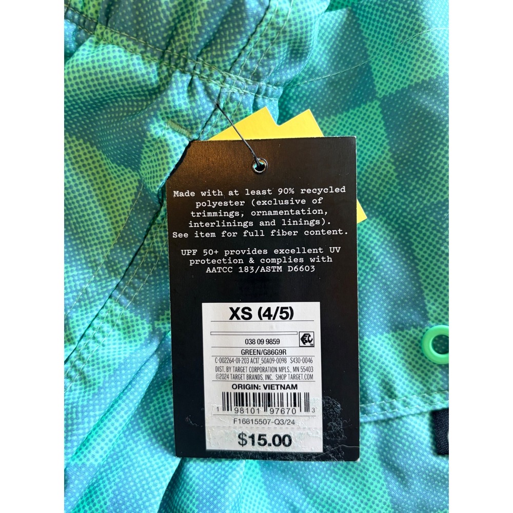 Cat & Jack Green Checkered Swim Trunk Shorts Built In Briefs Boys 4/5 NEW NWT - Picture 6 of 8